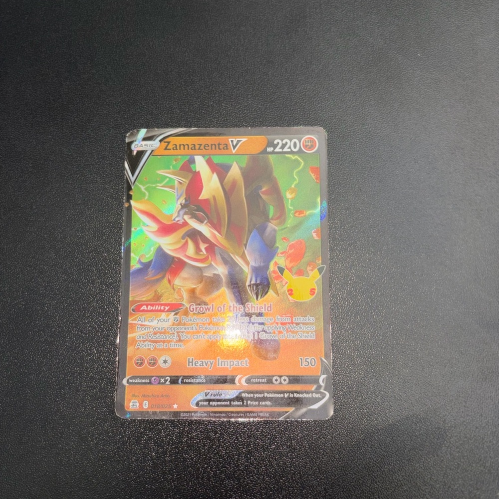 Zamazenta V Pokémon Collectible Card - Red, Gold, Blue Holographic